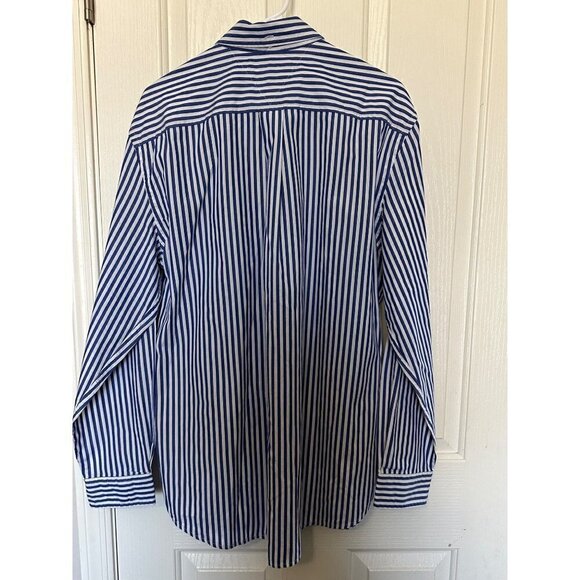TOMMY HILFILGER Blue & White Striped Button Shirt Size Large - Picture 2 of 3